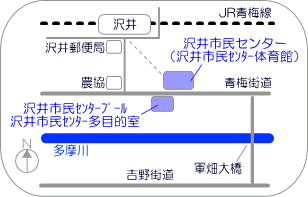 沢井プール周辺の地図