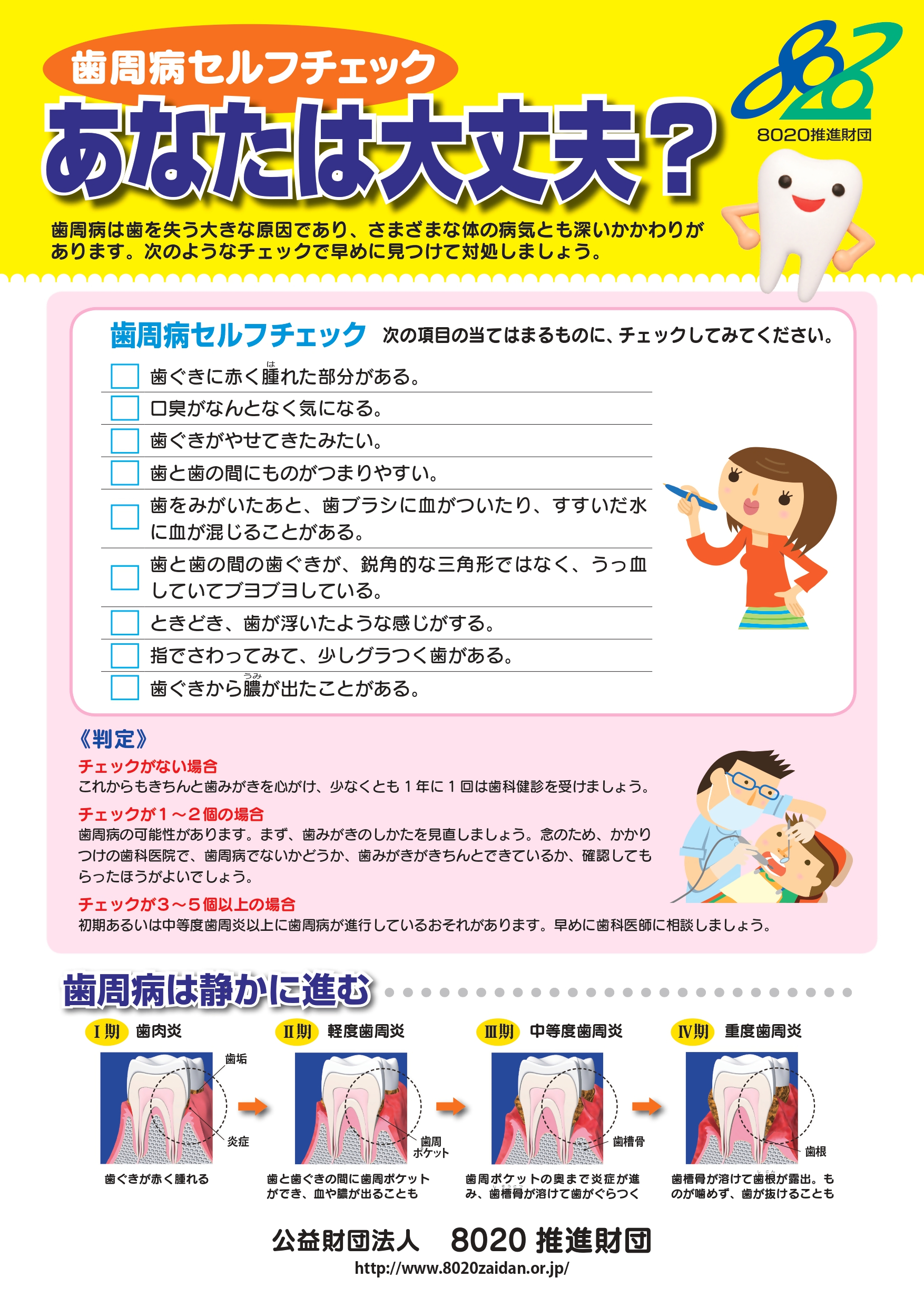歯周病セルフチェックの表。あなたは大丈夫？