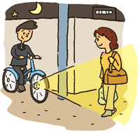 夜間はライトを点灯の画像