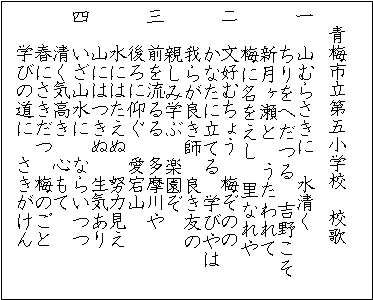 青梅市立第五小学校 校歌の画像