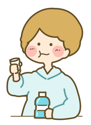 洗口液で口をゆすぐひと
