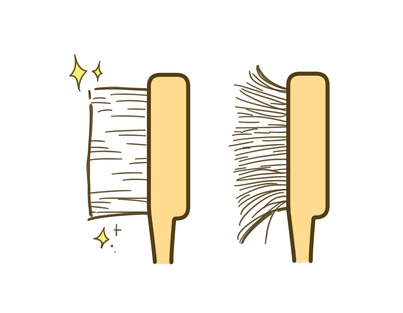 新しい歯ブラシと古い歯ブラシ