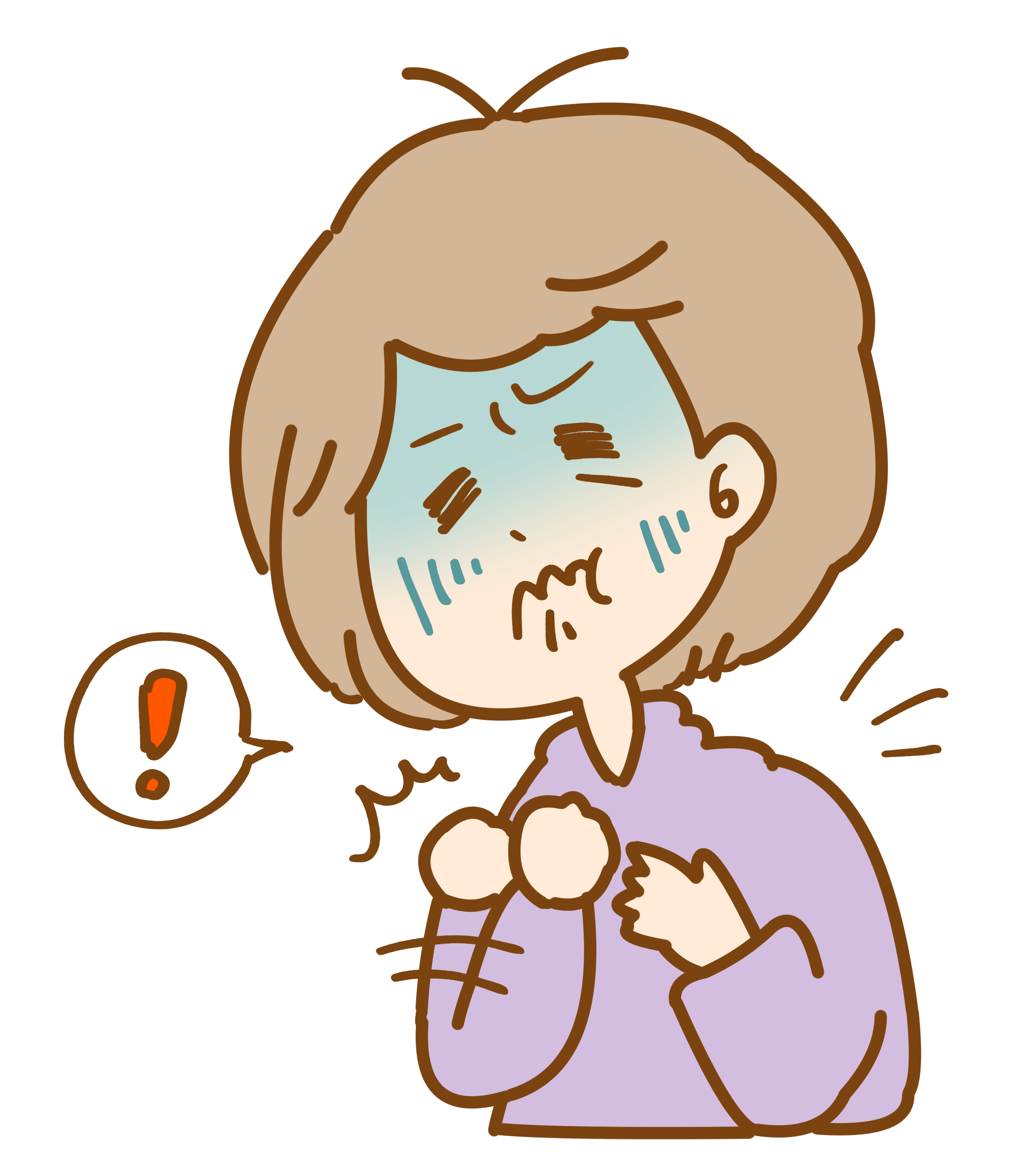 たべものが喉に詰まって苦しむ人のイラスト