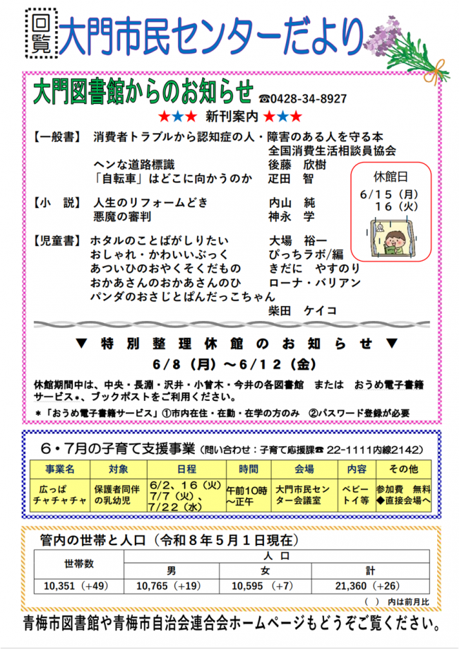 大門市民センターだより6月号裏面