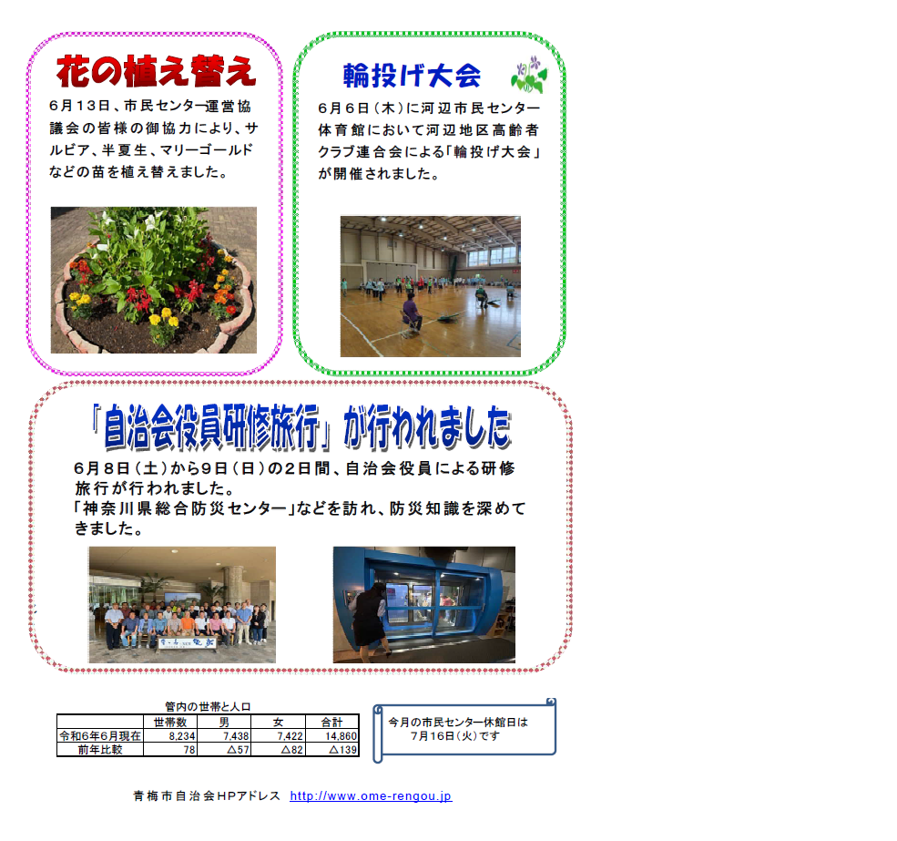 河辺市民センターだより令和6年7月号裏面